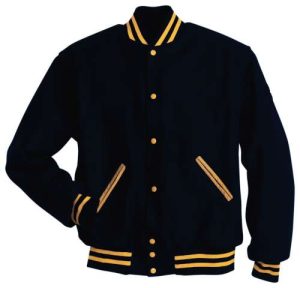 Dark Navy/Light Gold Wool Sleeved Varsity Jacket