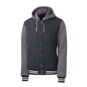 Graphite/Vintage Heather Hoodie Cotton Letter Jacket