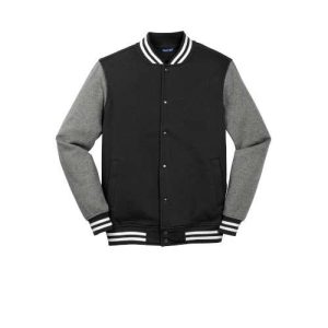Black/Vintage Heather Cotton Sleeved Letter Jacket