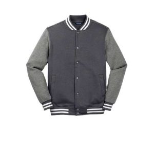 Graphite/Vintage Heather Cotton Sleeved Letter Jacket