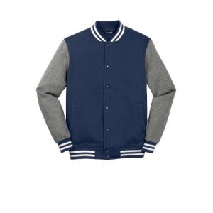 True Navy/Vintage Heather Cotton Sleeved Letter Jacket