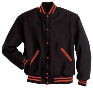 Black/Burnt Orange Wool Sleeved Letter Jacket