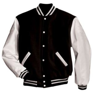 Black/White Vinyl Sleeved Varsity Jacket