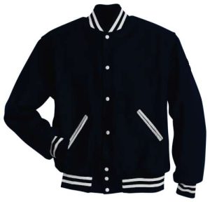 Dark Navy/White Wool Sleeved Letter Jacket