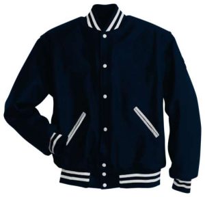 True Navy/White Wool Sleeved Letter Jacket