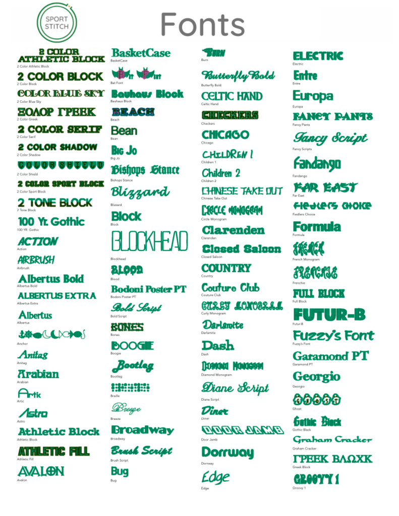 Sport Stitch Fonts Page 1